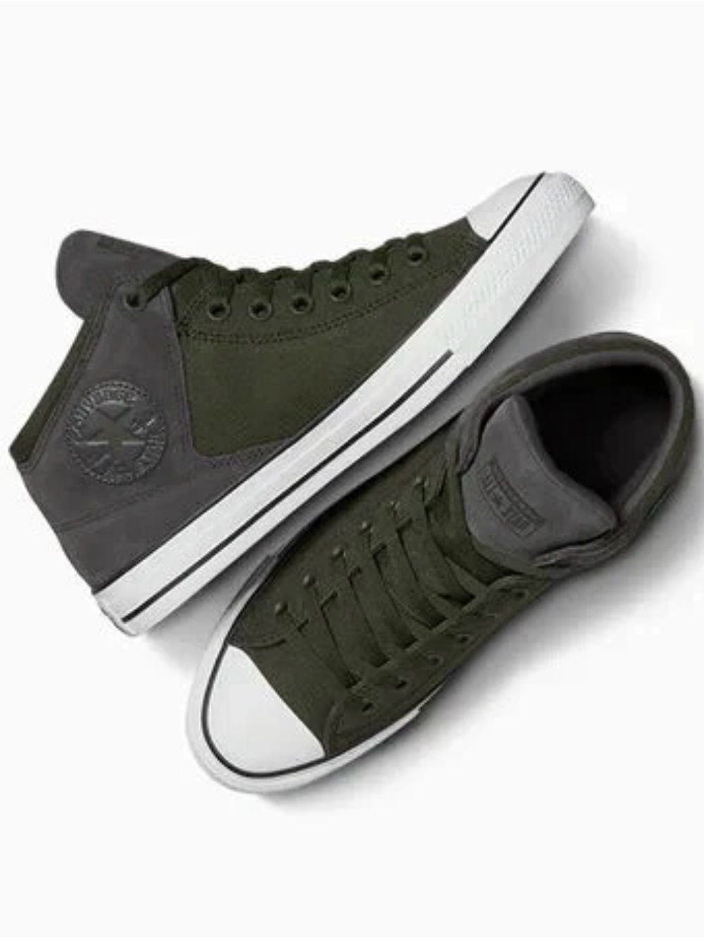 Converse all star high street mid sneakers in gray/olive green size 9.5